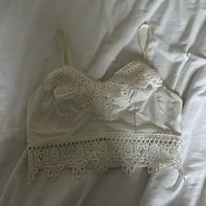 white lace crop top
